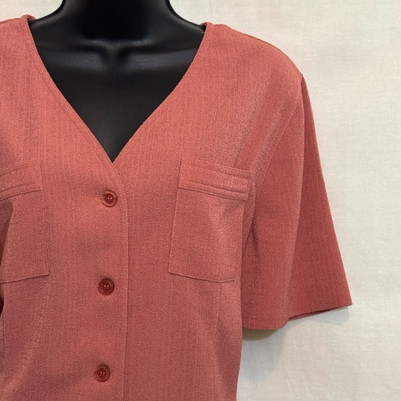 A-82 Alfred Dunner PLUS SIZE 14 Pink Short‎ Sleeve Button Down Blouse - Picture 4 of 16